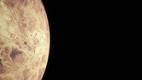 una vista desde un satélite que se acerca al planeta venus
