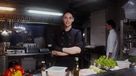 female chef in a commercial kitchen