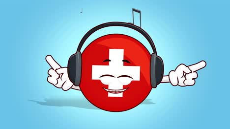 cartoon icon flag switzerland face animation listen to music with alpha matte