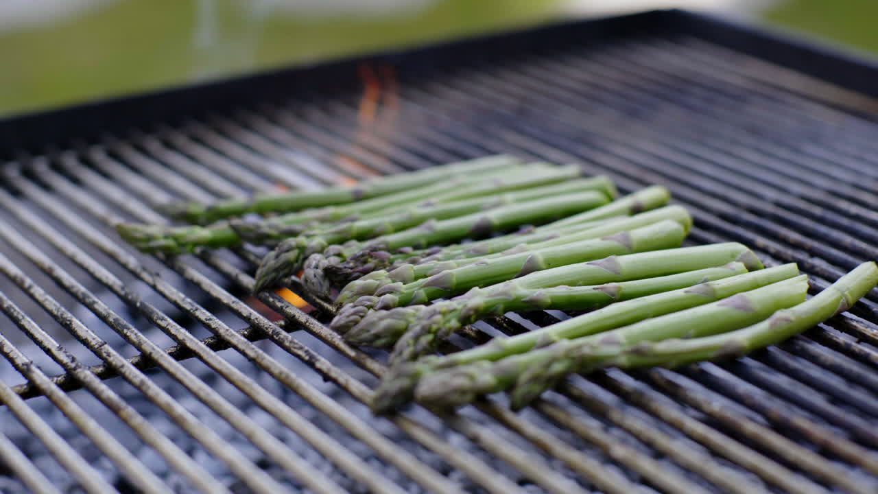 Grilled Asparagus on a Barbecue Grill