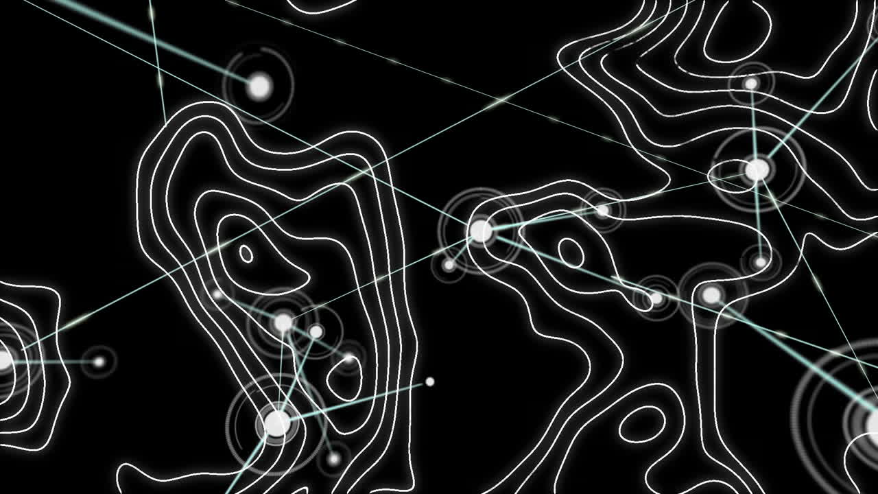 animación de líneas blancas y red de conexiones sobre fondo negro