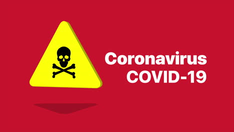señal de peligro biológico del coronavirus covid-19 en rotación 3d