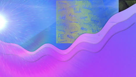 animación del procesamiento de datos en la pantalla con onda púrpura