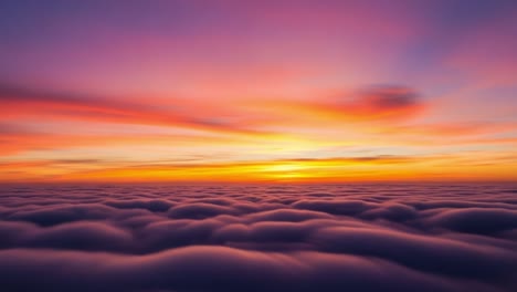 vibrant sunset sky above a sea of clouds