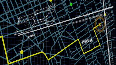 animation of yellow line graph over abstract map, highlighting years 2004 and 2019