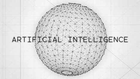 ein netz aus schwarzen, leuchtenden partikeln verbindet sich, um eine ki-kugel unter den worten künstliche intelligenz zu schaffen.