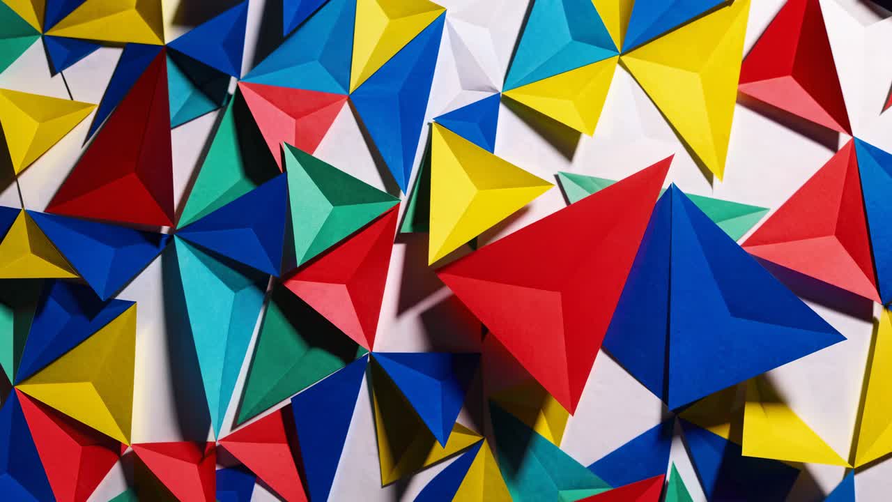 triángulos de origami abstractos y coloridos
