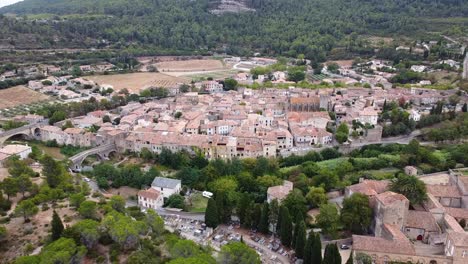 small medieval town in south of france | hd aerial