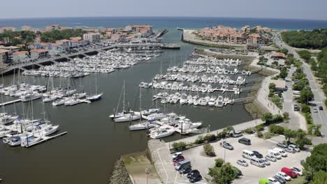 drone aerial views of the french harbour town capbreton in the aquitaine region of the south of france