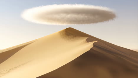 disc-shaped cloud above a desert sand dune