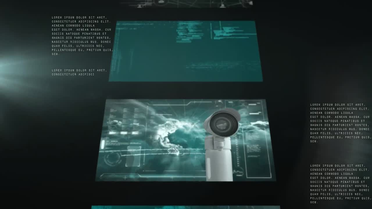 animación del procesamiento de datos sobre un fondo negro