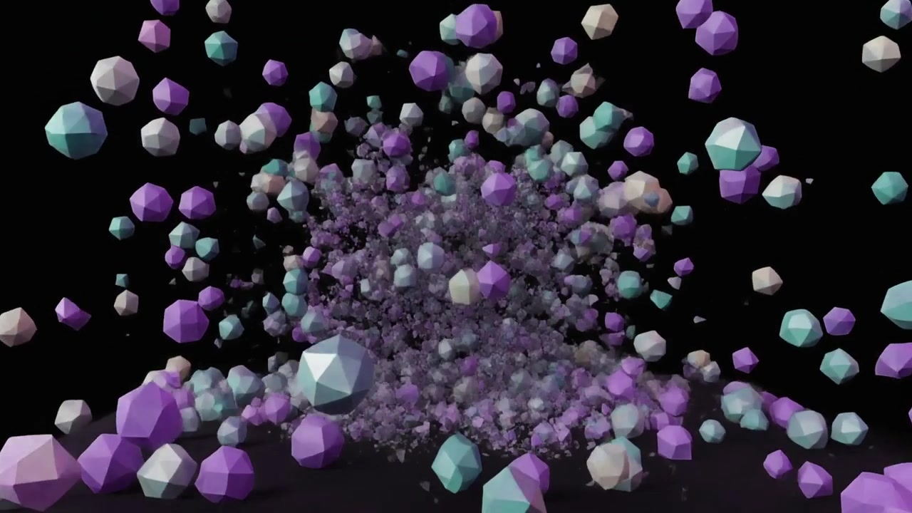 Abstract 3D Animation of Geometric Shapes Exploding