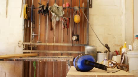 Equipments,-tools-and-skateboard-in-workshop-4k