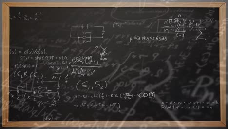 Digital-animation-of-mathematical-equations-and-diagrams-floating-against-black-board