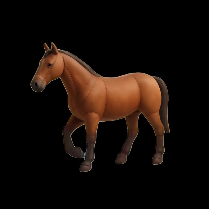 Animated Brown Horse Walking on Transparent Background