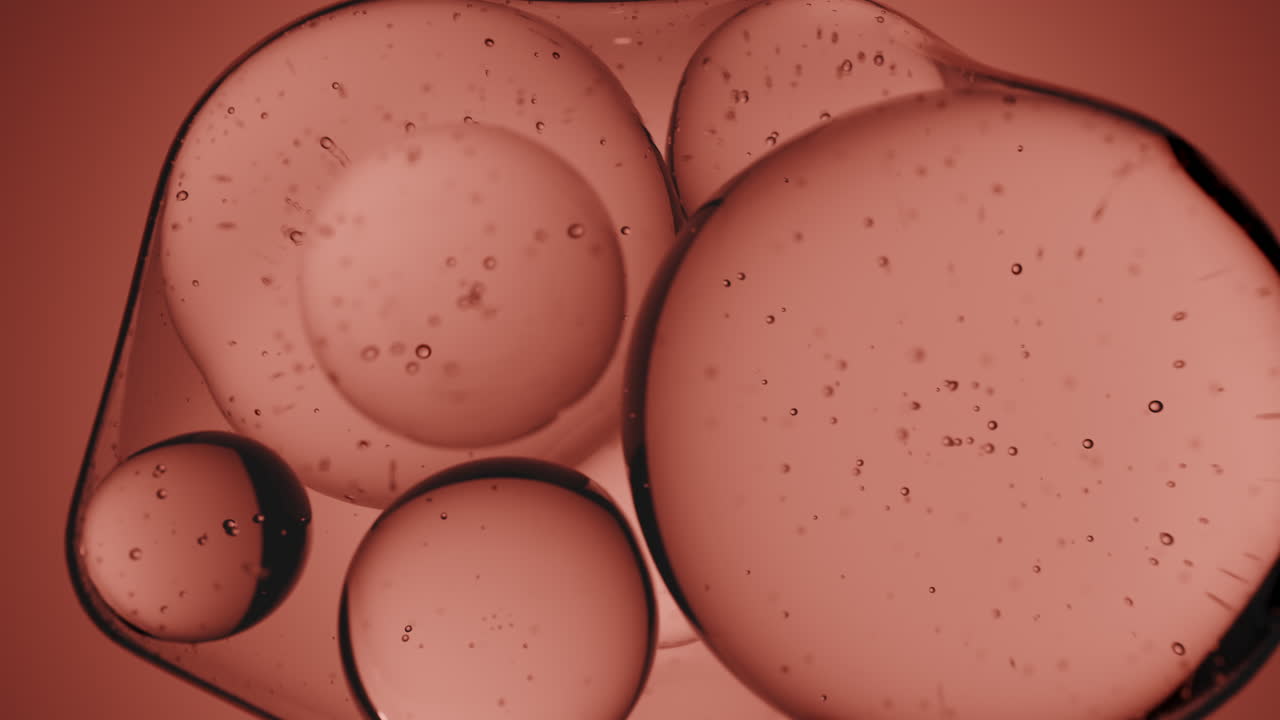 Molecules Move In An Abstract Red Background