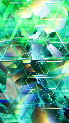 abstract geometric background with bright green crystals