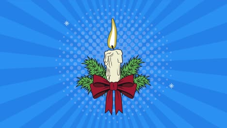 animación de arte pop de navidad con vela