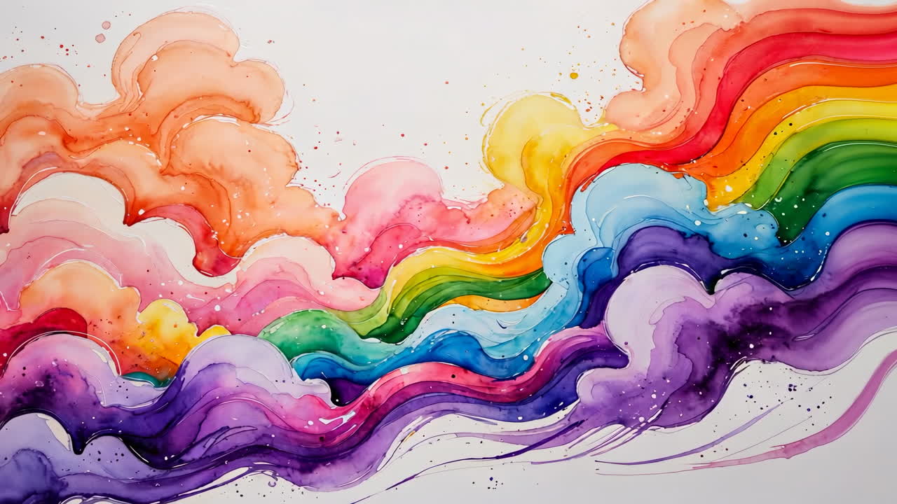 Abstract Watercolor Rainbow Art