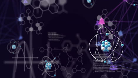 animation of scientific data processing and atoms over network of connections