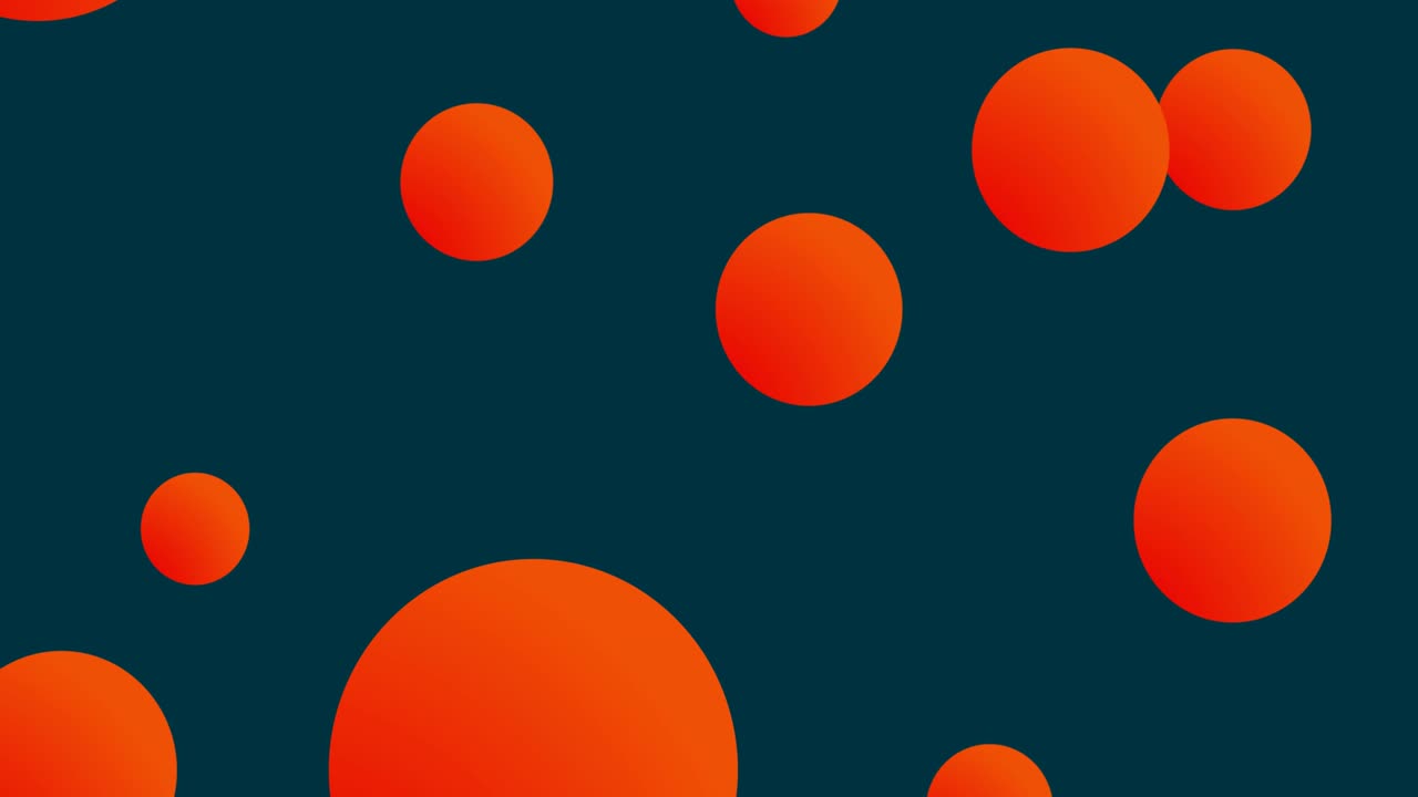 múltiples esferas anaranjadas moviéndose contra un fondo azul