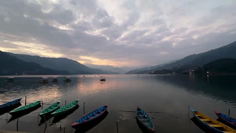 landscape view of phewa lake in pokhara, nepal