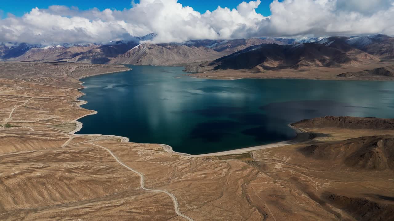 Aerial view of Yashilkul Lake near Bulunkul, Tajikistan