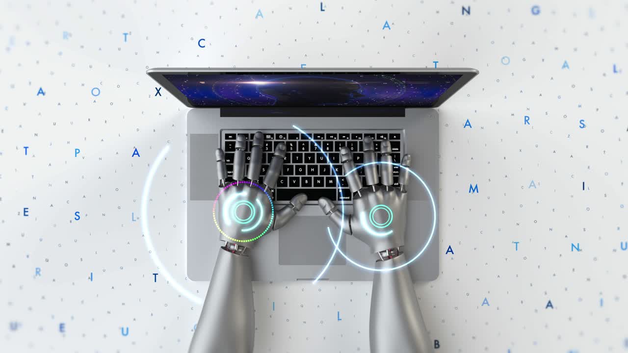 manos robóticas avanzadas que utilizan computadora portátil