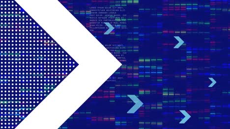 animation of data processing and arrows over blue background