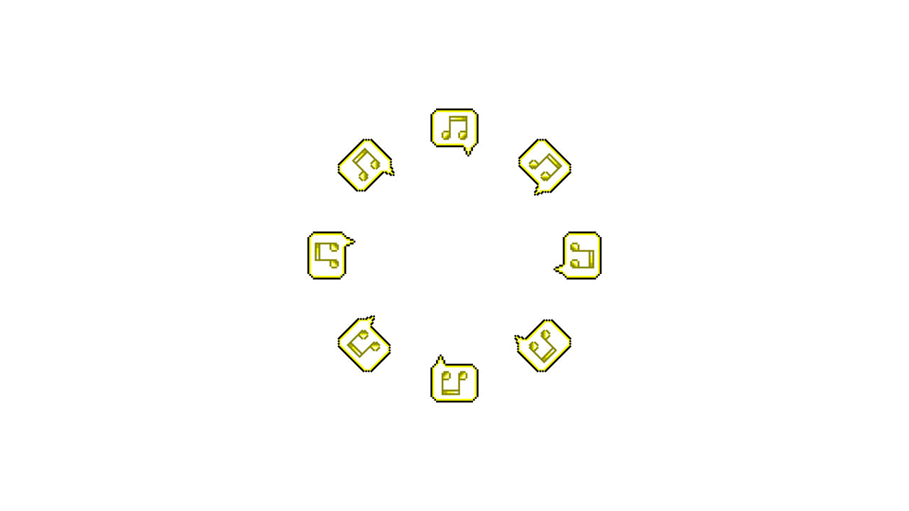 Pixel Art Speech bubble Eighth notes Spinning Circle Animated Overlay Transparent 30fps (3)