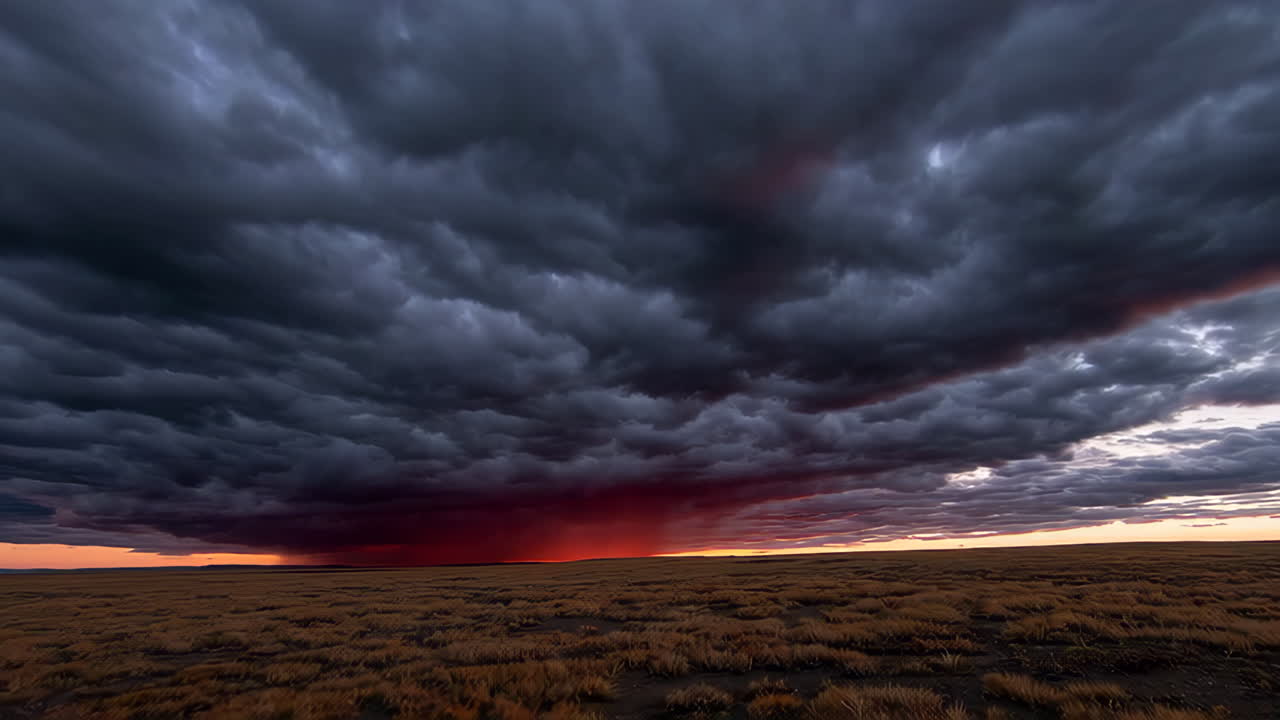 Fiery Sunset Storm Clouds over Plains