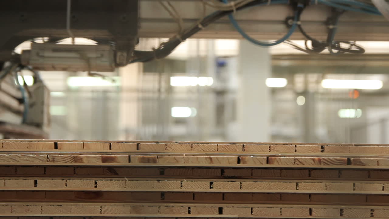 Parquet Production Workshop. Manufacture of flooring, parquet processing