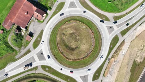 a roundabout can be seen from above