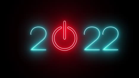 2022 new year neon animation on black background