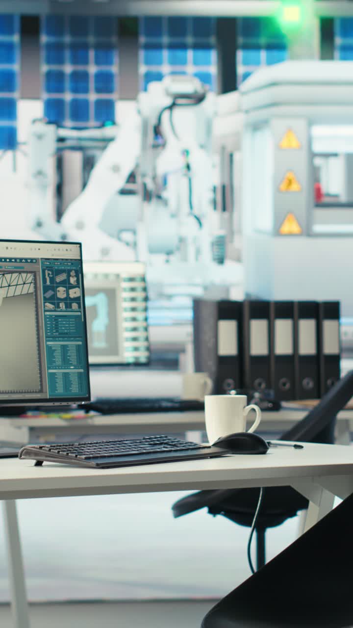 Vertical Video Photovoltaics Factory Production Manager Looking Over Schematics