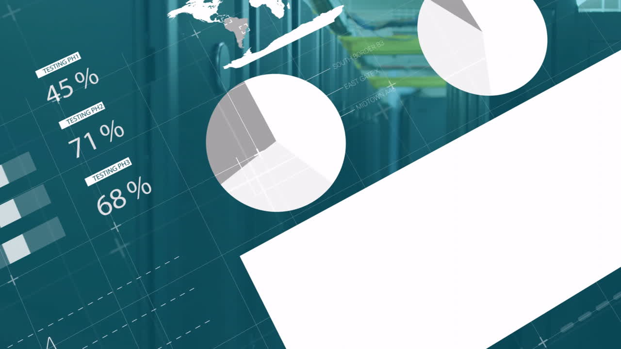 Animation of financial data processing over computer servers