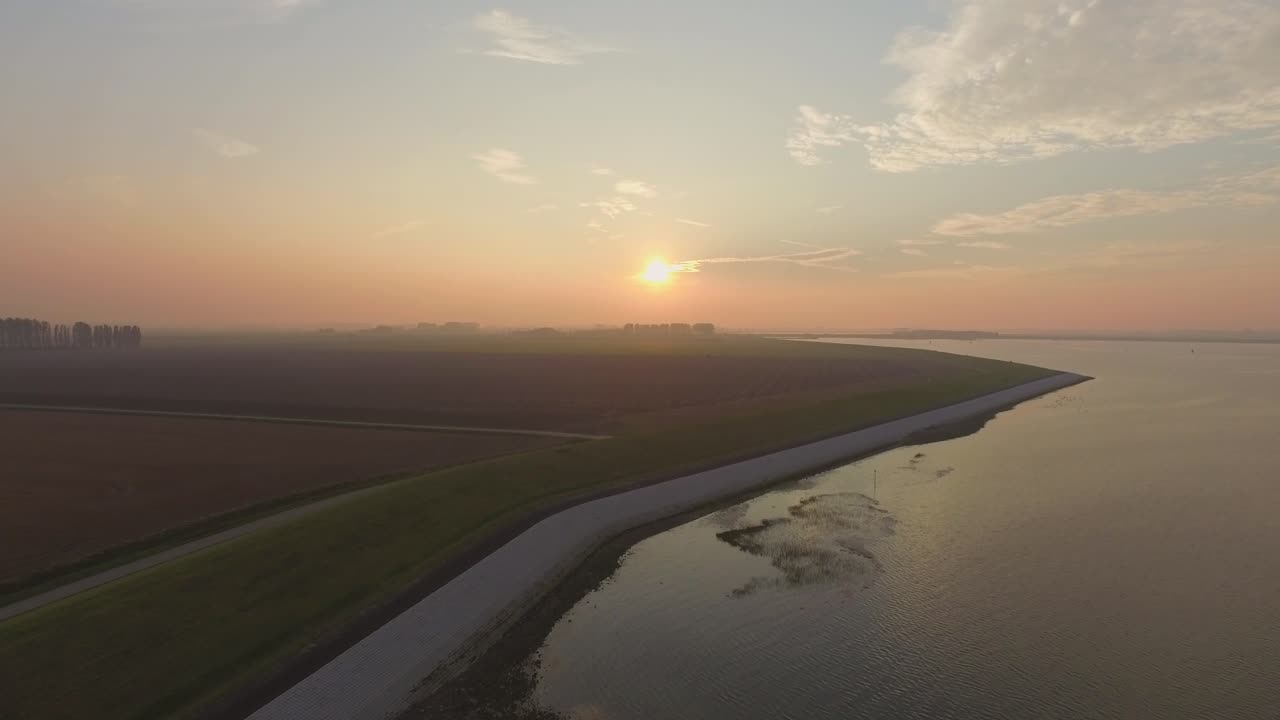 공중: oosterschelde, 네덜란드의 제방과 해안선