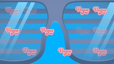 animación de texto de moda múltiple sobre gafas de sol azules