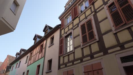 colourful half-timbered row houses is historic medieval town of colmar, france