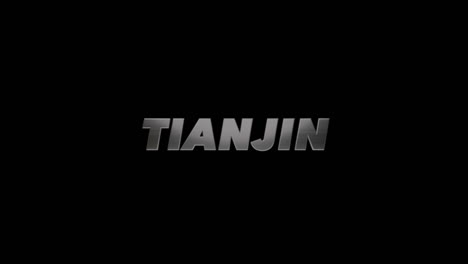 city of tianjin, china, 3d graphic title brushed steel look, fill and alpha channel