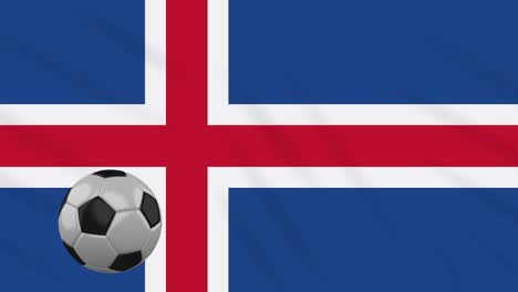 iceland flag waving and football rotates, loop