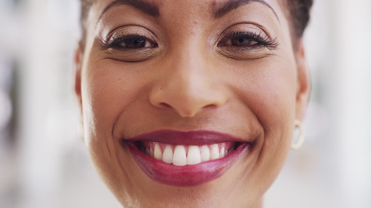 Black woman, face with smile