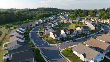 modern neighborhood in american suburb