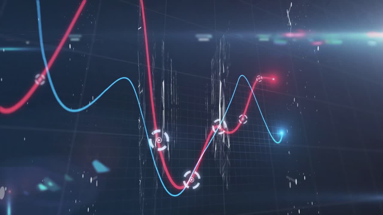 Animation of data processing over black background