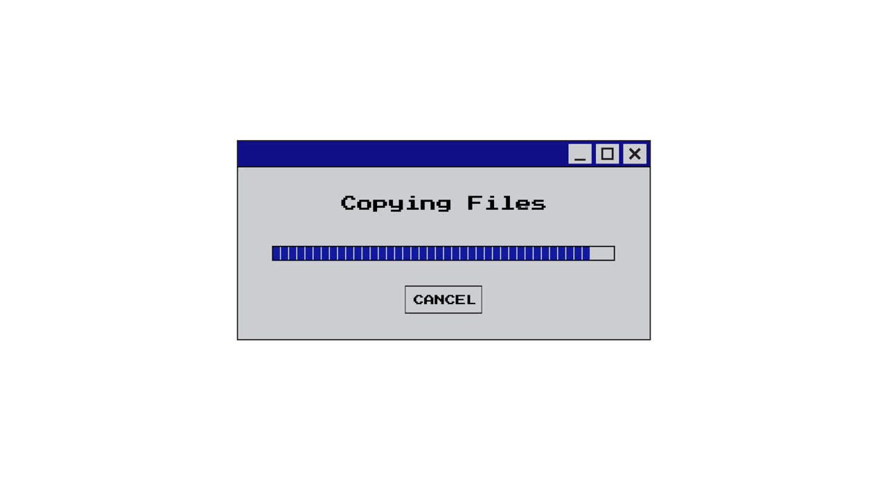 Retro Computer Window Showing File Copy Progress Bar