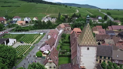 a stationary aerial footage of the main road towards the village