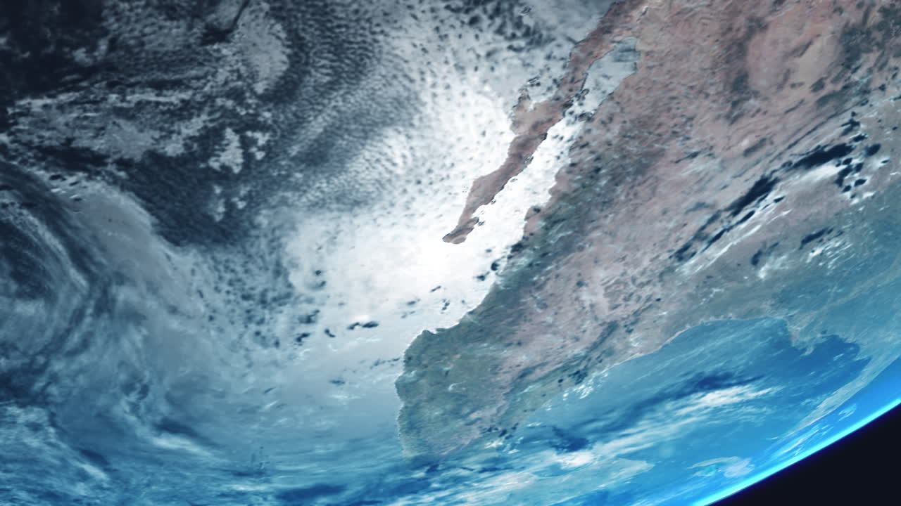 golfo de california de méxico desde el espacio con el planeta tierra girando lentamente con vista desde la órbita nubes dinámicas mar pacífico y atmósfera
