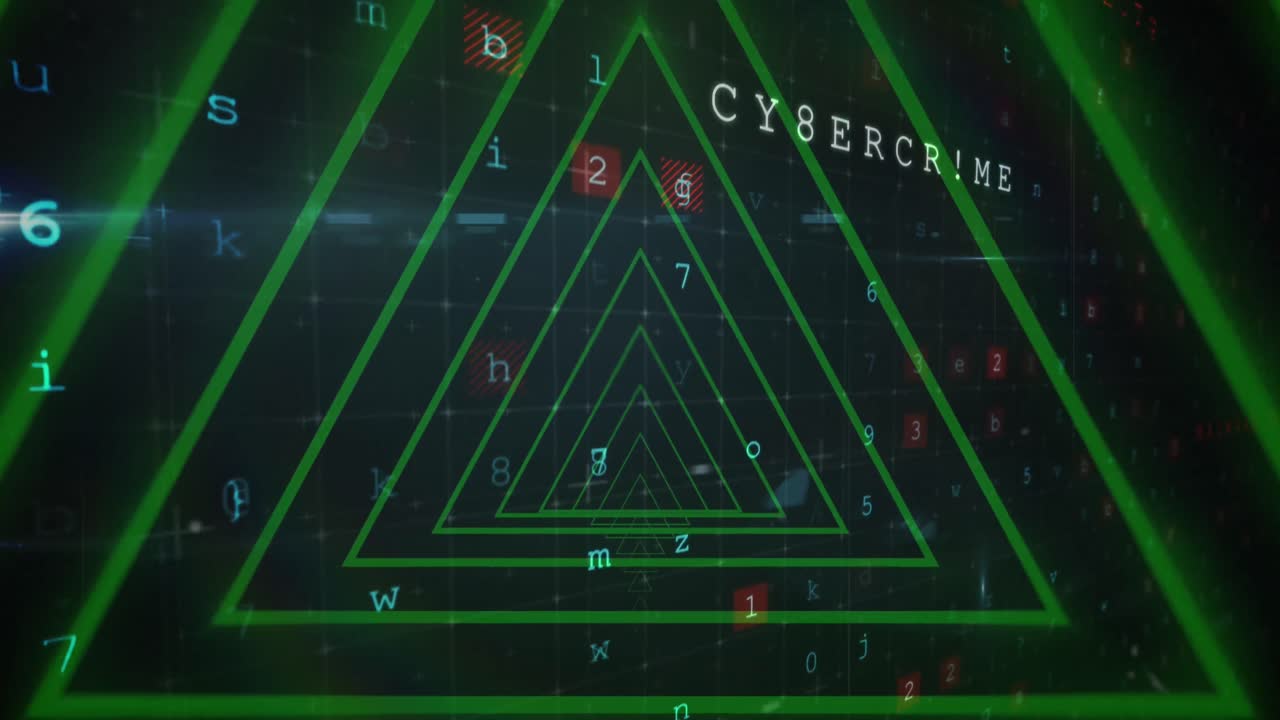 검은 바탕에 데이터 처리를 통해 네온 모양의 터널의 애니메이션