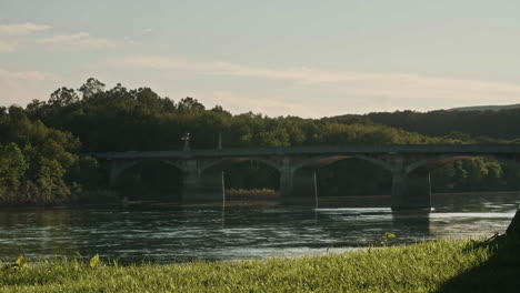 historic bridge over susquehanna river in watsontown, pennsylvania, pan left