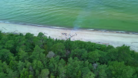 Birds-eye-view-of-a-picnic-on-the-beach-of-Jurkalne-on-the-Baltic-Sea-in-Latvia